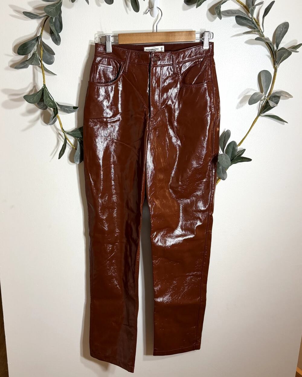 Abercrombie Faux Leather 90s Straight Ultra High Rise Pants